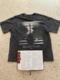 Obedient Unto Death engraved back print with Bible, flat lay