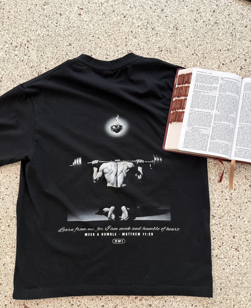 Meek and Humble back print, flat lay