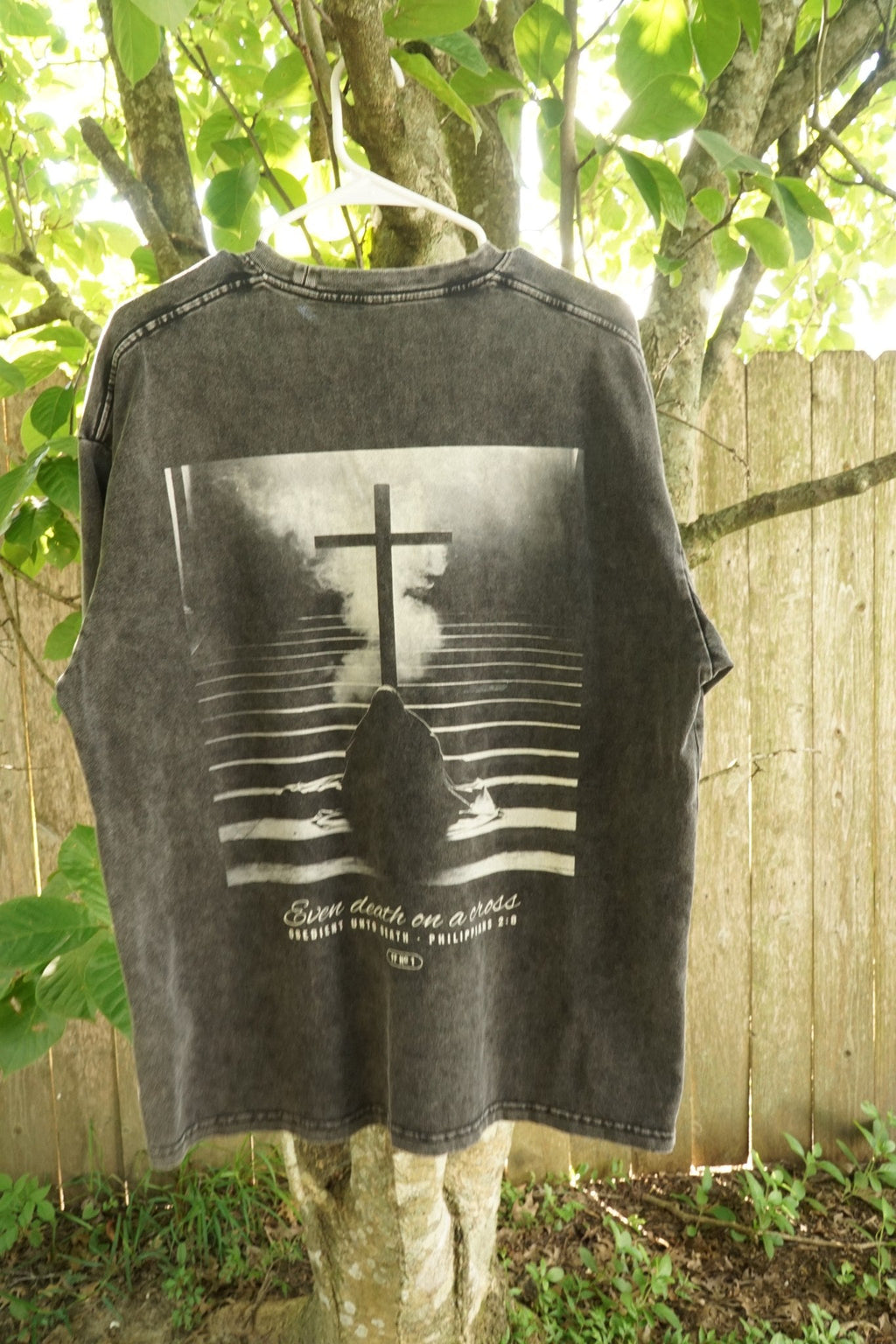 Obedient Unto Death washed black heavyweight tee